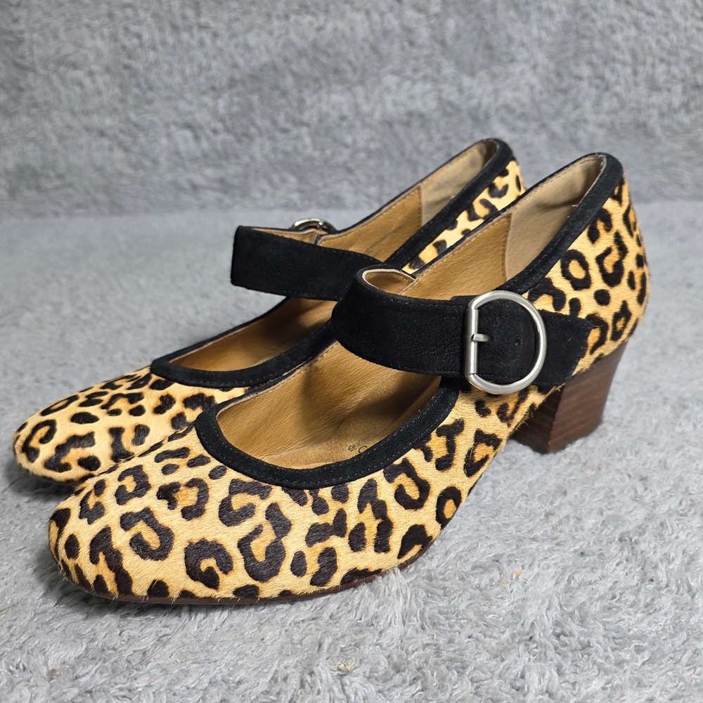 Sofft‎ Women Leather Mary Jane Heels Leopard Calf Hair Pumps Shoes Size 7.5M